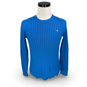 Lilly Pulitzer Sweater Women's Large Blue Cable Knit Long Sleeve Winter Cotton